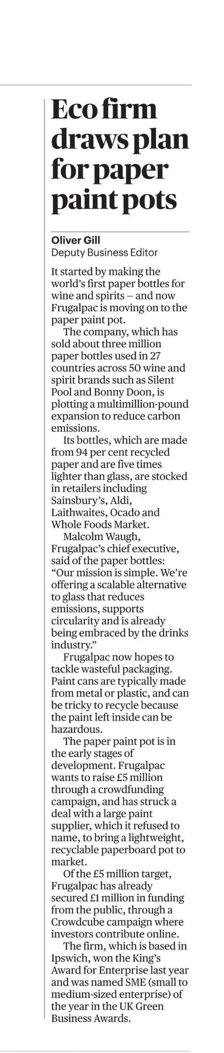 Our investment round in the Sunday Times.