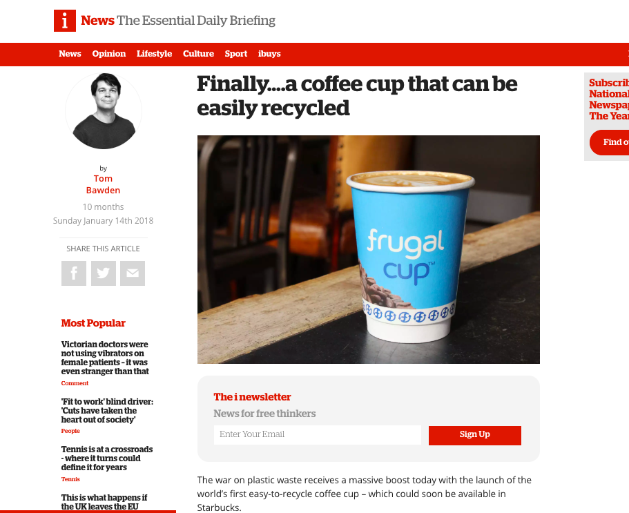 The i welcomes the Frugal Cup